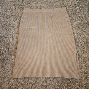 Madewell Merino Wool Skirt Size XXL Tan Midi Knit